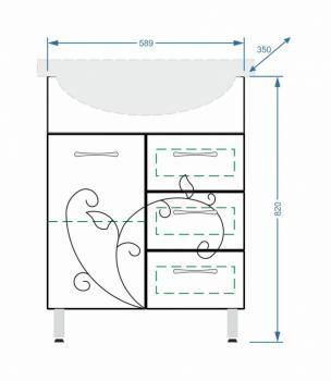 Тумба Stella Polar Фантазия 65 3 ящ.