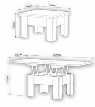 Стол-трансформер Мэрдэс СТр-1К на колесах