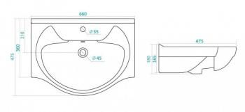 Тумба с раковиной Style Line Эко Стандарт 22 (3 ящ.) + Умывальник Байкал 65