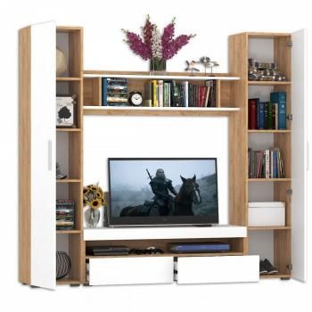 Гостиная Mobi Альба Комплектация № 1 Шкаф-пенал 2шт + Тумба под ТВ + Полка навесная