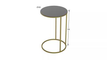 Стол придиванный Остин Glass Черная лакобель/Золото (У)