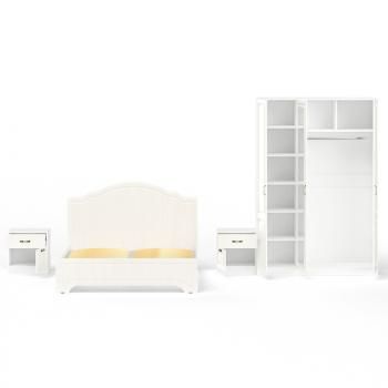 Спальный гарнитур Mobi Ливерпуль № 1 Кровать 11.08 + две Тумбы 08.146 + Шкаф 08.45.01 + карниз 1500С