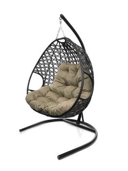 Подвесное кресло M-group ДЛЯ ДВОИХ ЛЮКС с ротангом чёрное