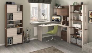 Компьютерный стол Мэрдэс СКЛ-Угл130+НКЛХ-120 с надстройкой+бокс Правый