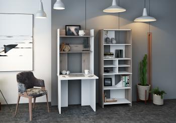 Компьютерный стол Мэрдэс СКЛ-Прям80Р+НКЛХ 80 с надстройкой и скругленными углами