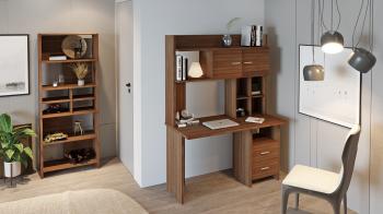 Компьютерный стол Мэрдэс СКЛ-Прям130Р+НКЛХ-130 с надстройкой и скругленными углами