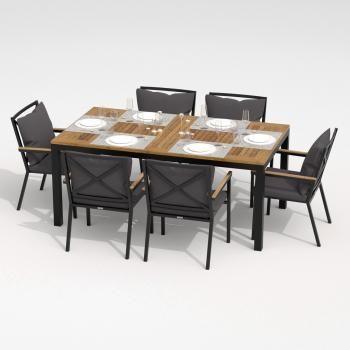 Обеденная группа Ideal Patio TELLA FESTA plus - стол тик 180/каркас карбон