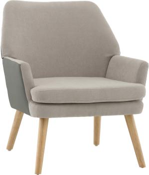 Серый с серой экокожей, деревянные ножки