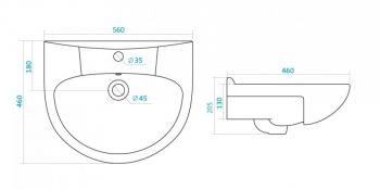 Тумба с раковиной Style Line Эко Волна 11 (1 ящ.) + Умывальник Антик 55