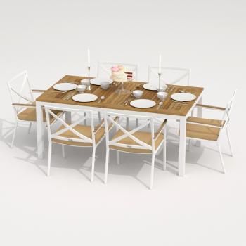 Обеденная группа Ideal Patio TELLA FESTA - стол тик 180/каркас белый