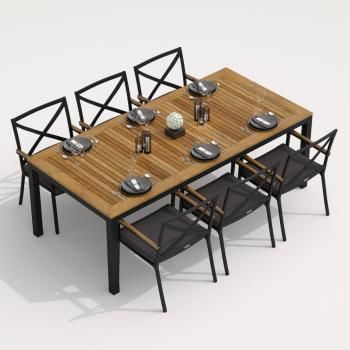 Обеденная группа Ideal Patio TELLA FESTA - стол тик 220/каркас карбон