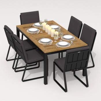 Обеденная группа Ideal Patio TELLA GIRA - стол тик 180/каркас карбон
