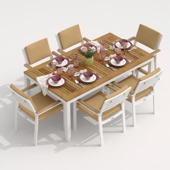 Обеденная группа Ideal Patio TELLA BONTA - стол тик 180/каркас белый
