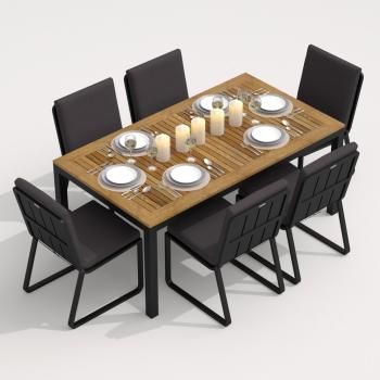 Обеденная группа Ideal Patio TELLA GIRA - стол тик 180/каркас карбон