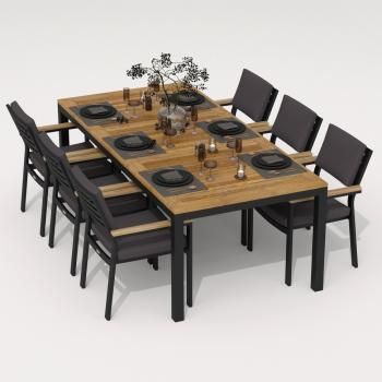 Обеденная группа Ideal Patio TELLA BONTA - стол тик 220/каркас карбон