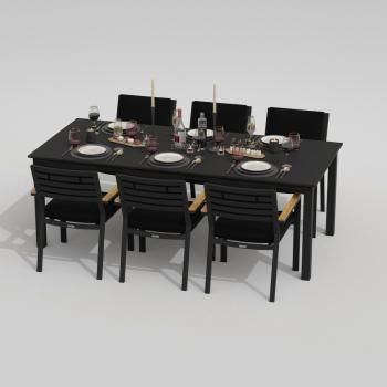 Каркас карбон / стол алюминий 220 / ткань черная