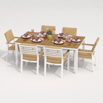 Обеденная группа Ideal Patio TELLA BONTA - стол тик 180/каркас белый