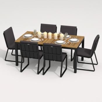 Обеденная группа Ideal Patio TELLA GIRA - стол тик 180/каркас карбон