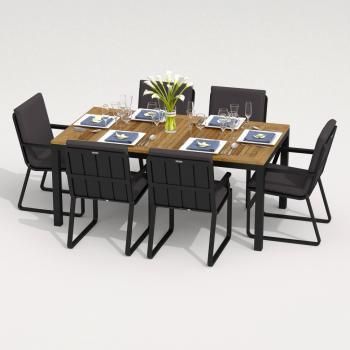 Обеденная группа Ideal Patio TELLA ALBA - стол тик 180/каркас карбон