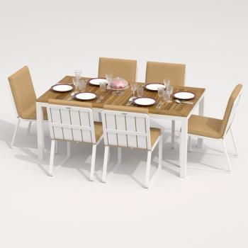 Обеденная группа Ideal Patio TELLA GIRA - стол тик 180/каркас белый