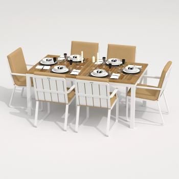 Обеденная группа Ideal Patio TELLA ALBA - стол тик 180/каркас белый