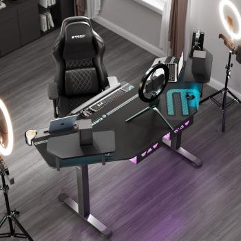 Стол для компьютера (для геймеров) с подставкой под клавиатуру и электрической регулировкой по высоте EUREKA ERK-ES71-B-EU