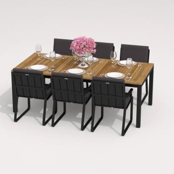 Обеденная группа Ideal Patio TELLA ALBA - стол тик 200/каркас карбон