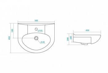 Тумба с раковиной Style Line Эко Стандарт 9/1 Б + Умывальник Канны 50