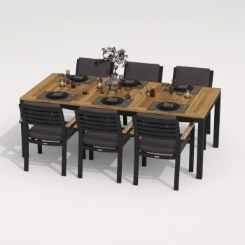Обеденная группа Ideal Patio TELLA BONTA - стол тик 220/каркас карбон