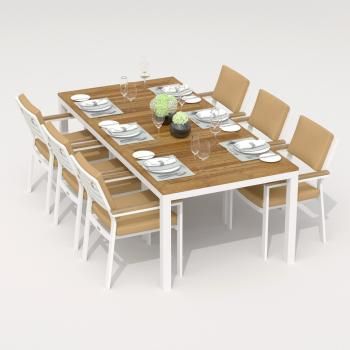Обеденная группа Ideal Patio TELLA BONTA - стол тик 220/каркас белый