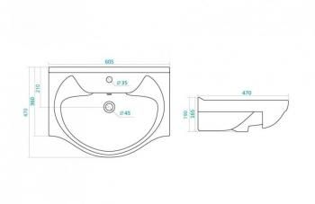 Тумба с раковиной Style Line Эко Волна 9 + Умывальник Байкал 60