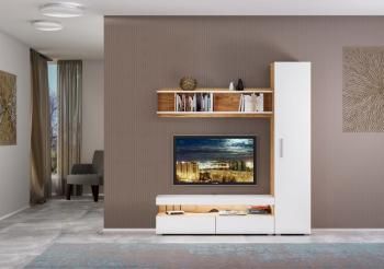 Гостиная Mobi Альба Комплектация № 6 Тумба под ТВ + Шкаф-пенал + Полка навесная + Тумба