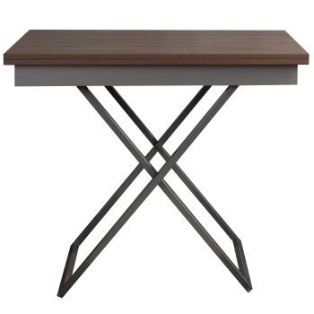 Стол-трансформер Левмар Apollo D69/S59 дуб шамони темный/серебро