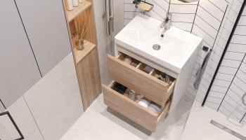 Тумба подвесная с раковиной VELVEX Gesso 60