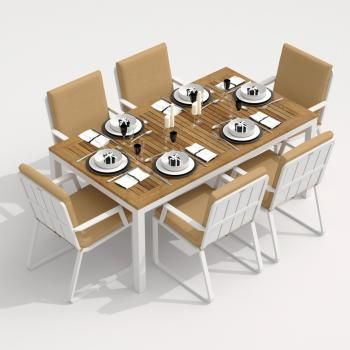 Обеденная группа Ideal Patio TELLA ALBA - стол тик 180/каркас белый