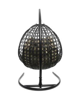 Подвесное кресло M-group ДЛЯ ДВОИХ ЛЮКС с ротангом чёрное