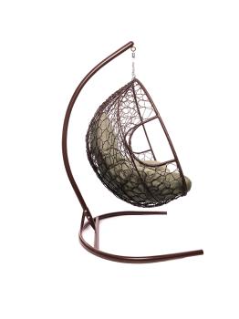 Подвесное кресло M-group ДЛЯ ДВОИХ с ротангом коричневое