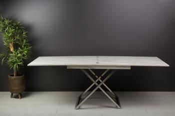 Стол-трансформер Levmar Cross G95/S79 Белый мрамор/Нержавеющая сталь