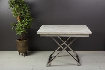 Стол-трансформер Levmar Cross G95/S79 Белый мрамор/Нержавеющая сталь