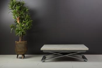 Стол трансформер Levmar Compact D95/S59 белый мрамор/серебро