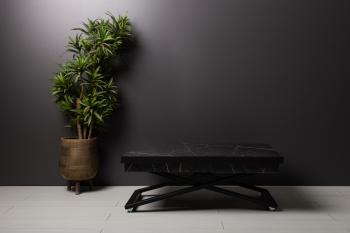 Стол-трансформер Levmar Cross D97/S53 Черный мрамор/Черные опоры