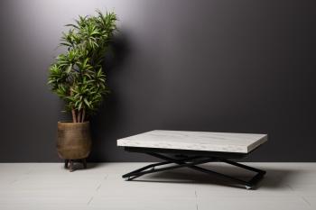 Стол-трансформер Levmar Compact D95/S53 Белый мрамор/Черный