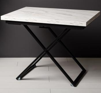 Стол-трансформер Levmar Compact D95/S53 Белый мрамор/Черный