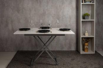 Стол-трансформер Левмар Apollo D78/S59 белый/серебро