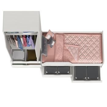 Кровать с ящиками Mobi Уна 11.22 + 13.327 Шкаф для одежды