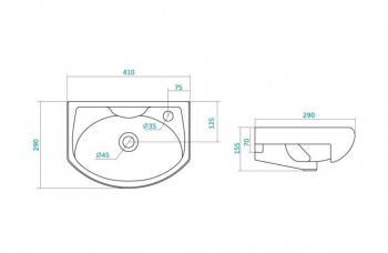 Тумба с раковиной Style Line Эко Волна 2 + Умывальник Азов 40