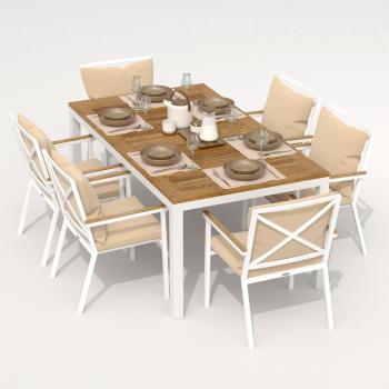 Обеденная группа Ideal Patio TELLA FESTA plus - стол тик 180/каркас белый
