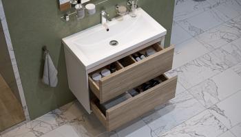 Тумба подвесная с раковиной VELVEX Gesso 80