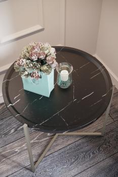 Стол журнальный Бруно Черный мрамор (У)