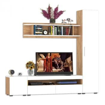 Гостиная Mobi Альба Комплектация № 6 Тумба под ТВ + Шкаф-пенал + Полка навесная + Тумба